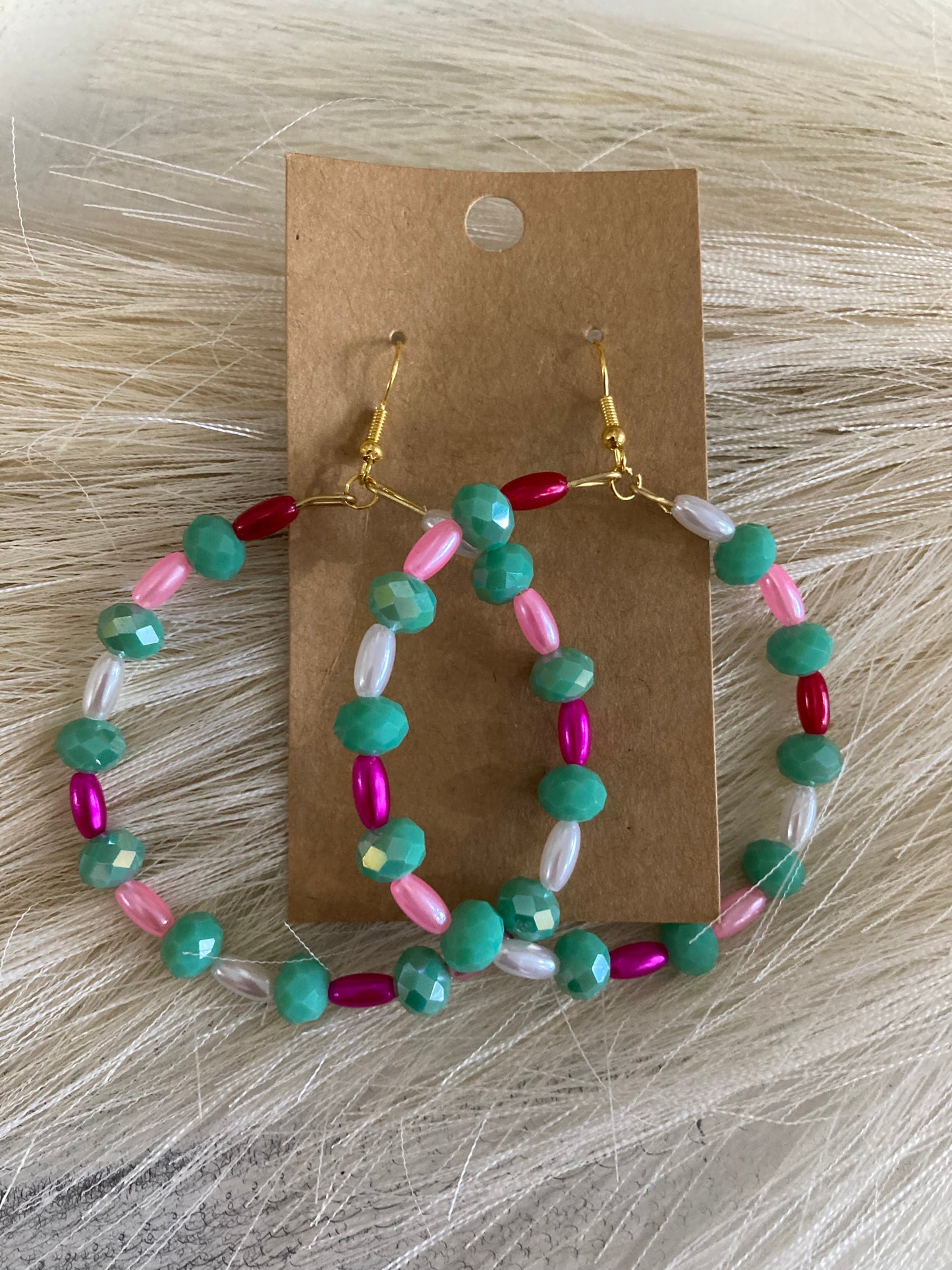 Pink Turquoised Beaded Earrings