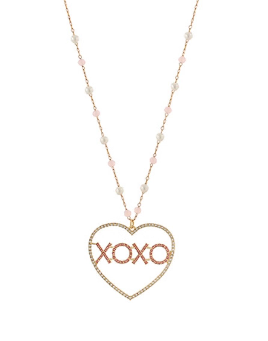 Stone Letter XOXO Necklace