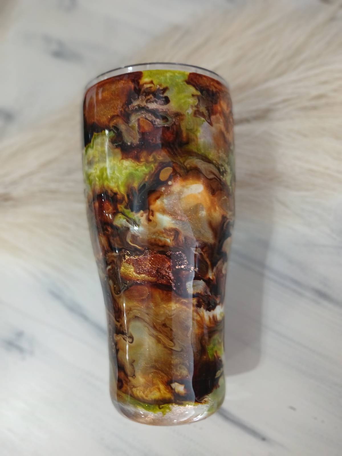 Bronzed Green Marbled Tumbler