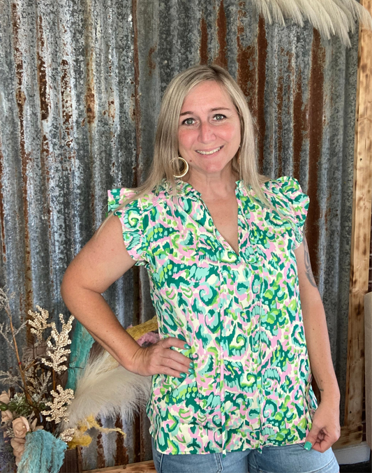 Green Abstract Top