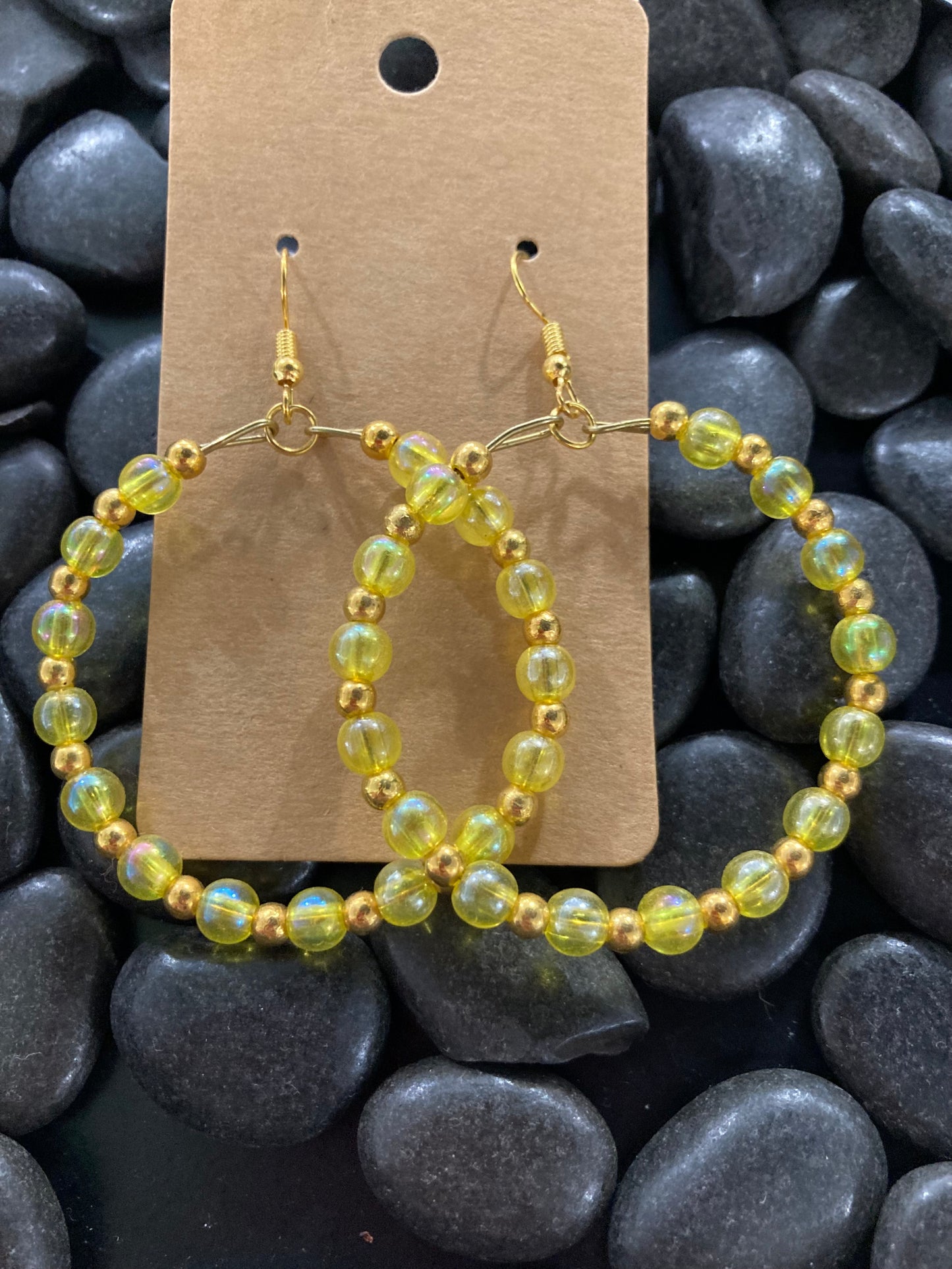 Yellow Beaded Earrings