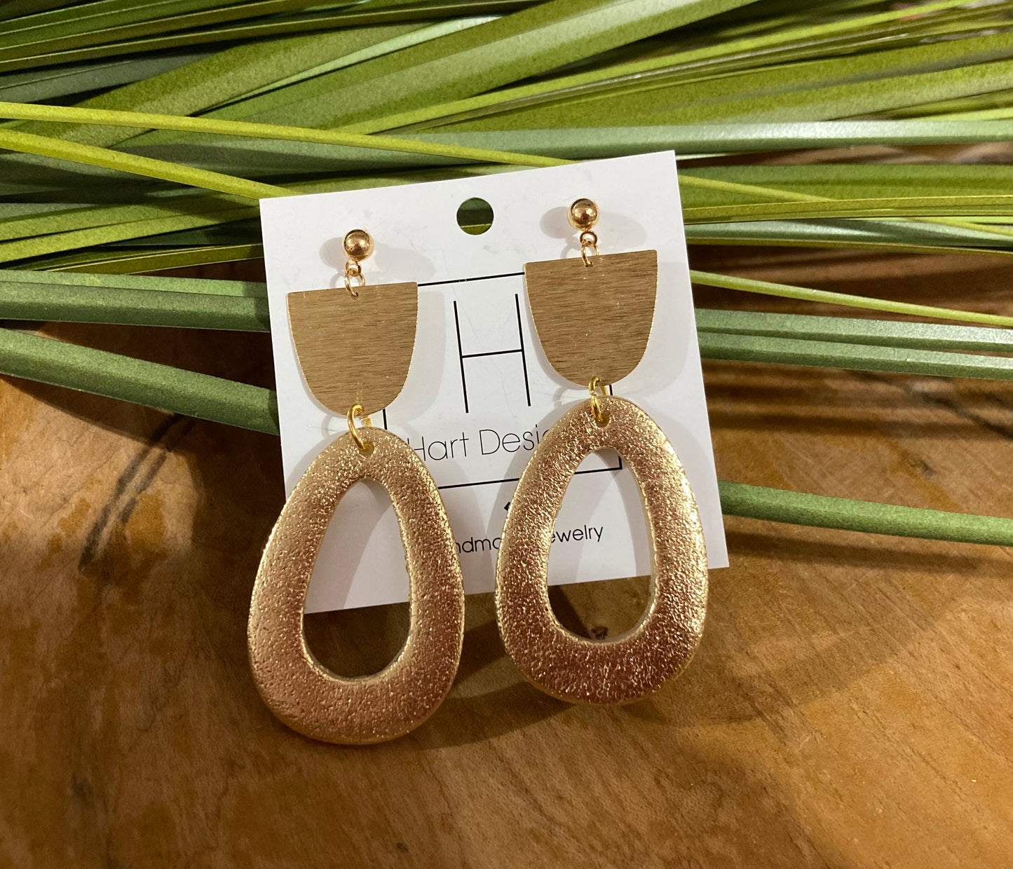 Gold Clay Flaked Dangle Earrings