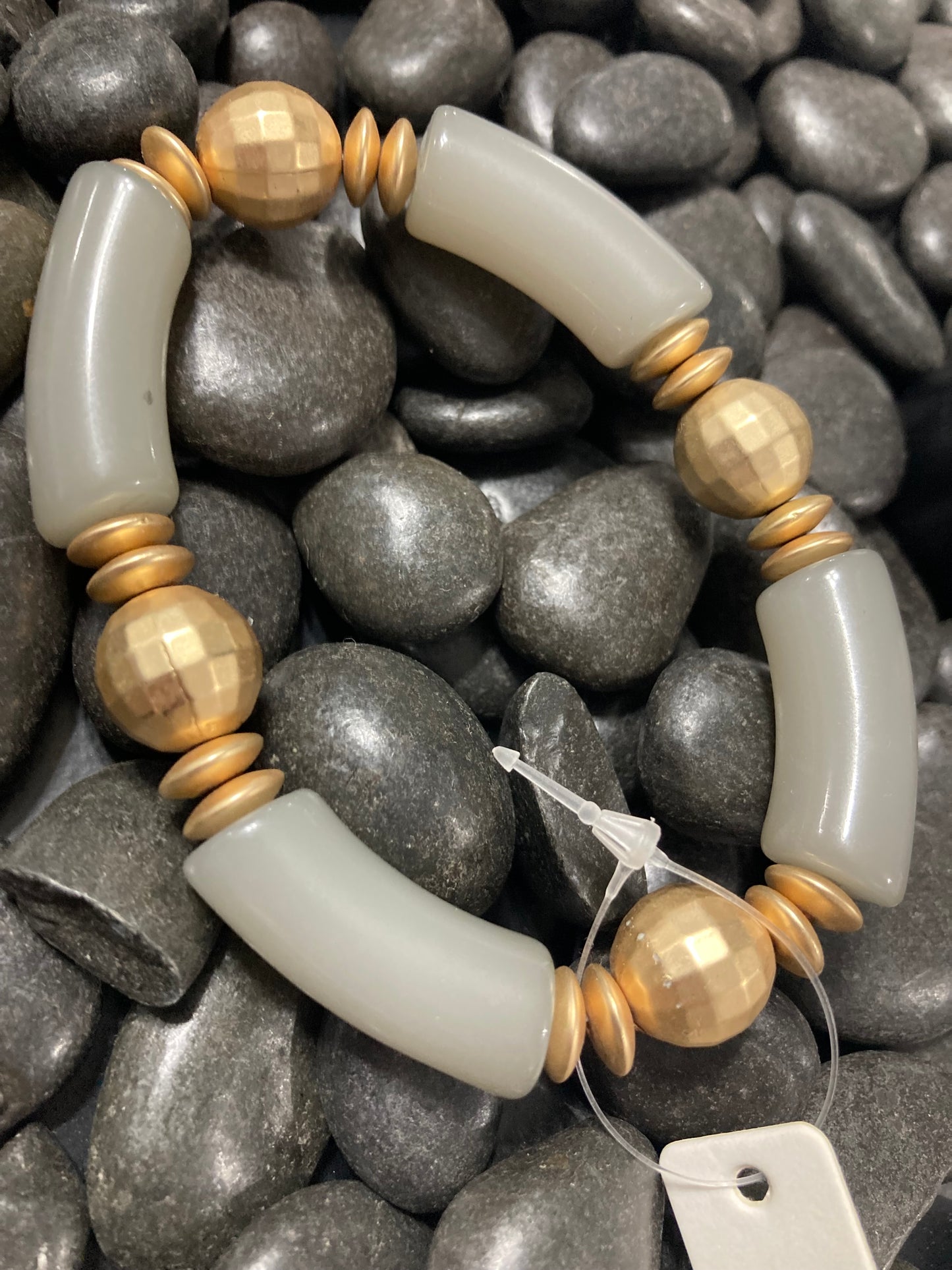 Grey Golden Disco Beaded Bracelet