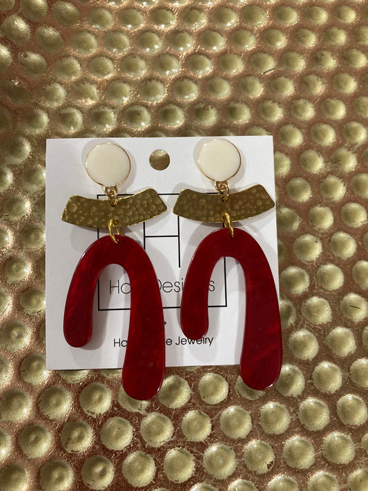 Red Abstract Curved Dangles