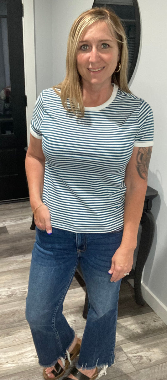 Teal Striped Tee