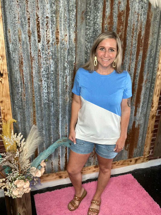 Blue Colorblock Tee