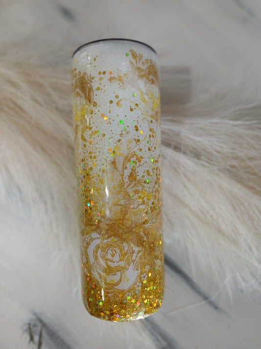 Yellow Rose Glitter Tumbler