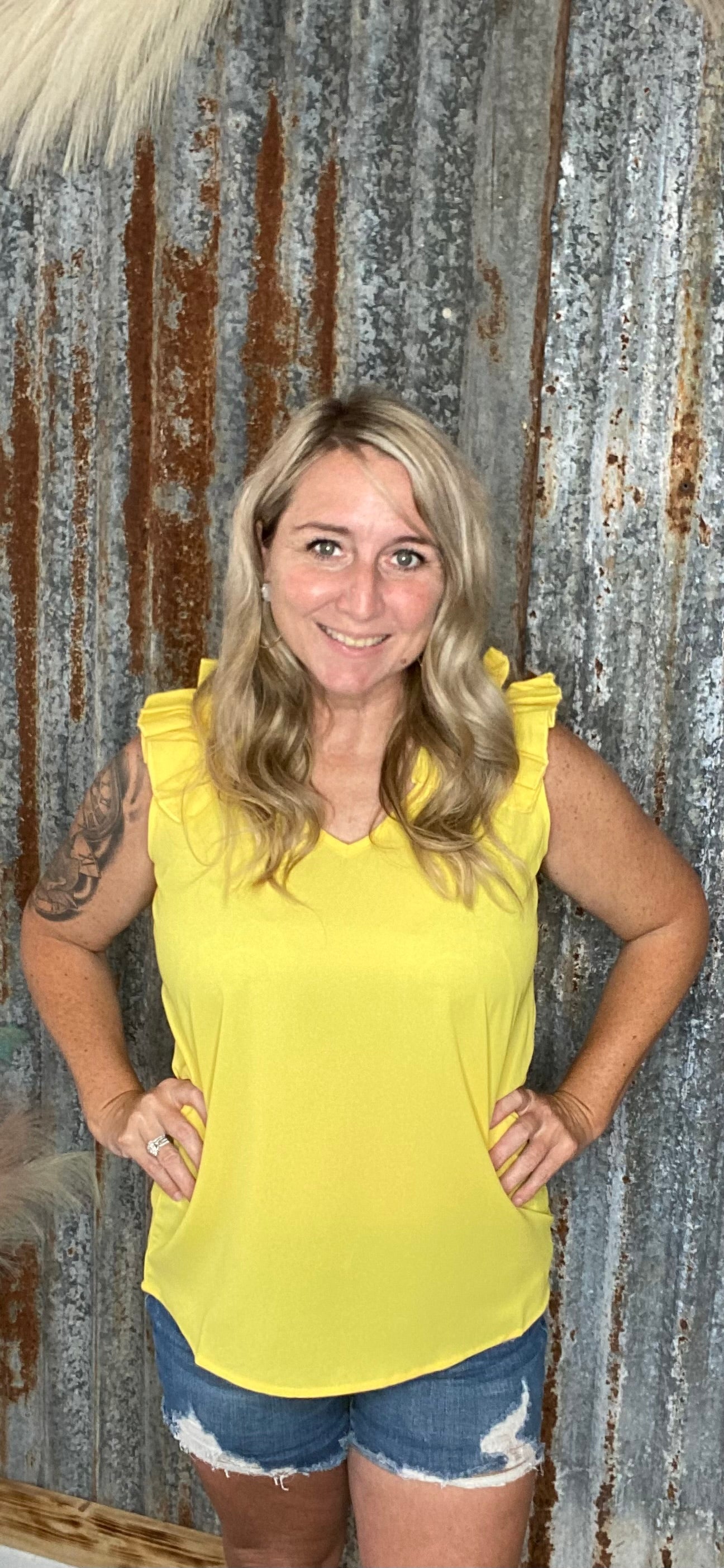 Yellow Ruffle Tank