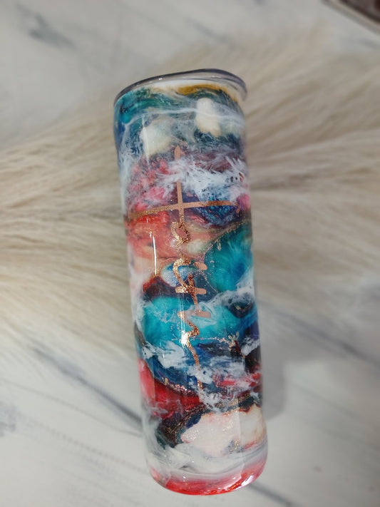 Multicolored Faith Marbled Tumbler