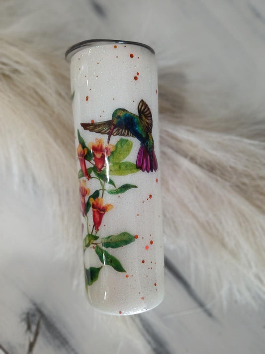 Floral Hummingbird Tumbler