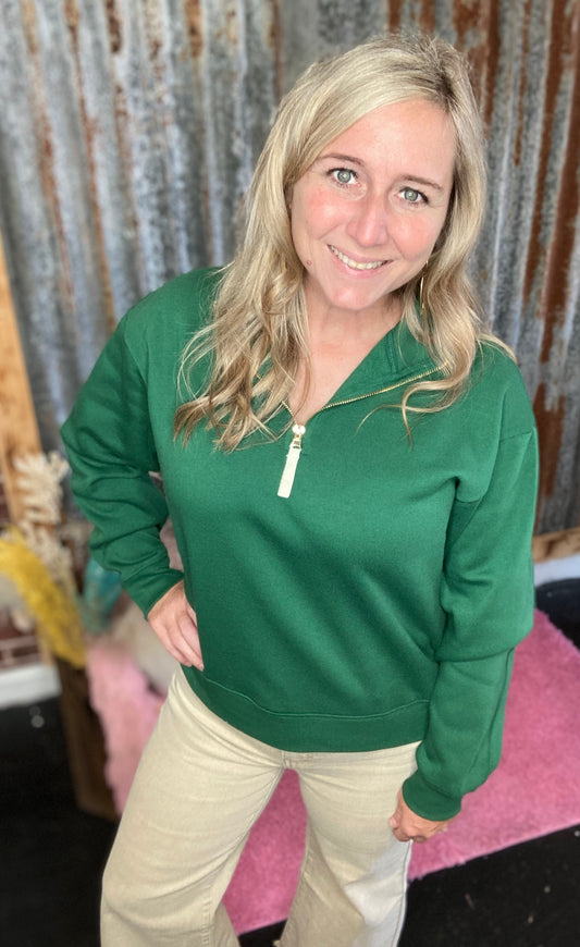 Dark Green Half Zip Pullover