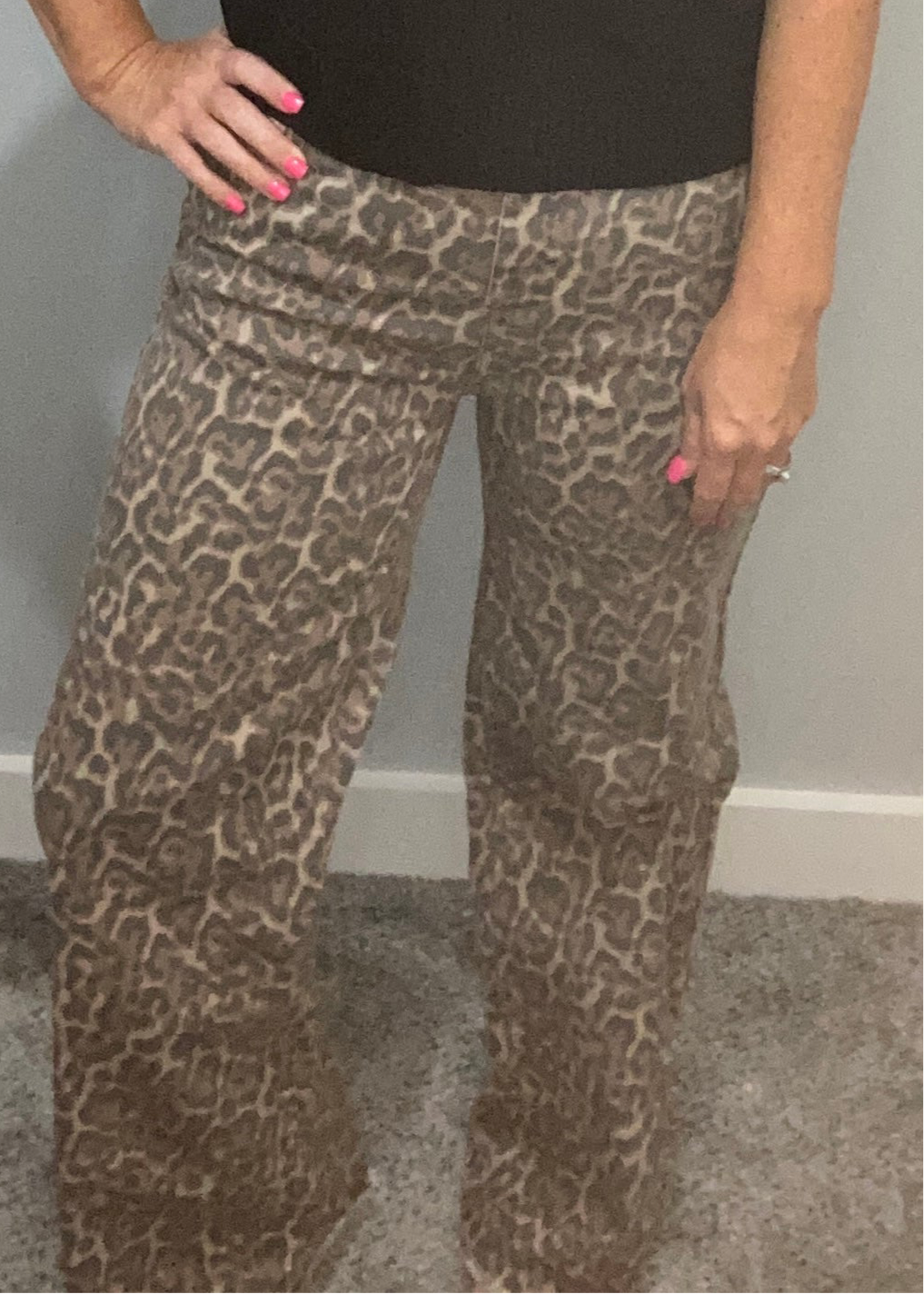 Leopard Jeans with Frayed Edge