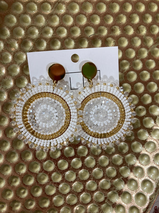 White Seeded Gold Dangles