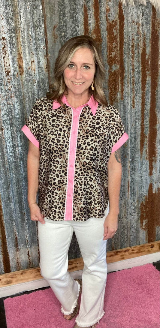 Pink Leopard Top