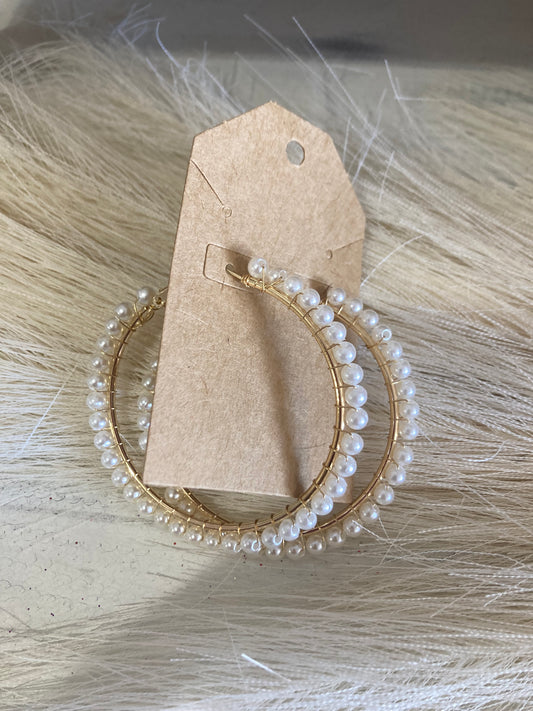 Gold Wrapped Pearl Hoops