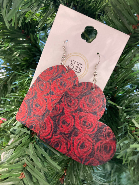 Red Rose Heart Dangles