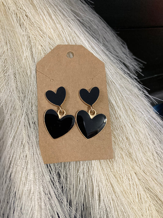 Black Heart Dangle Earrings