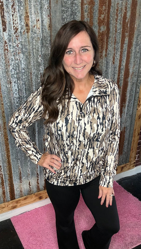 Brown Camo Pullover
