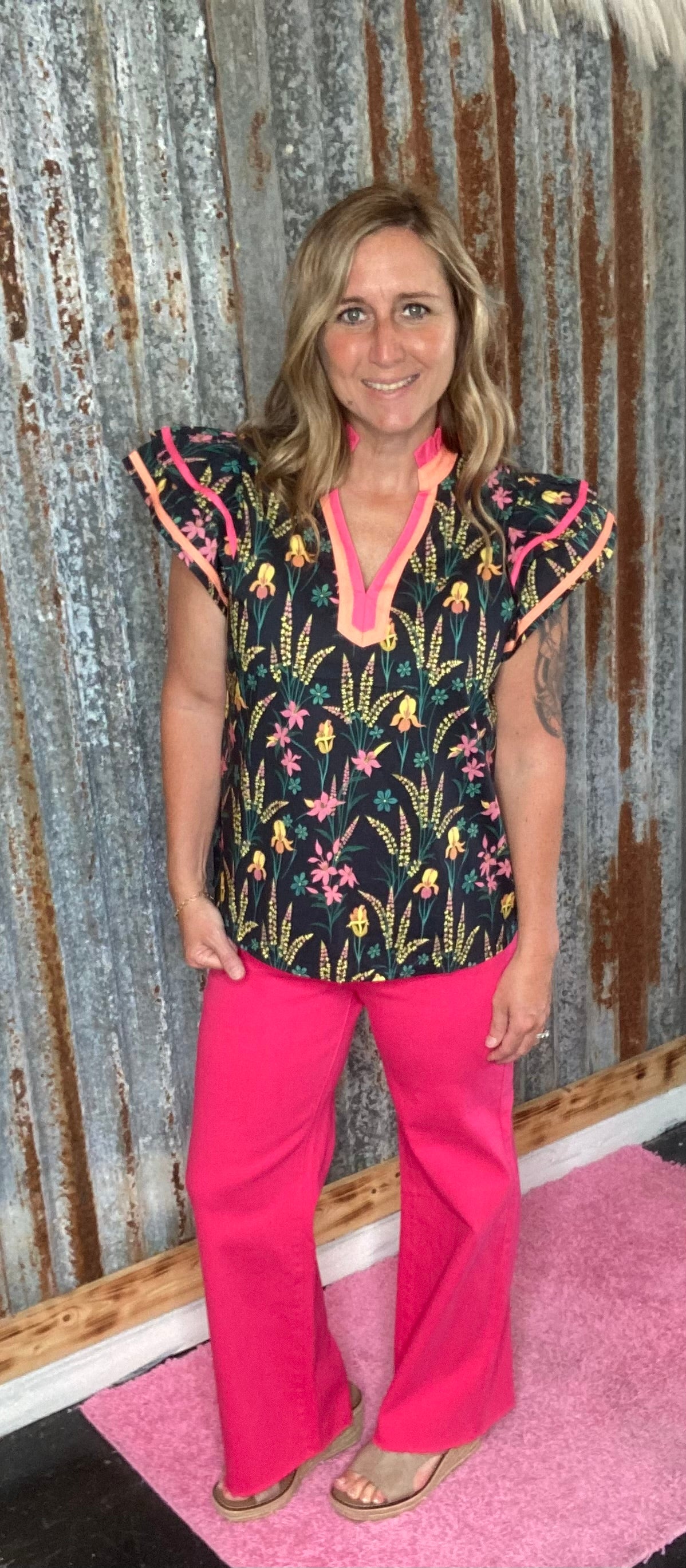 Black Floral Top