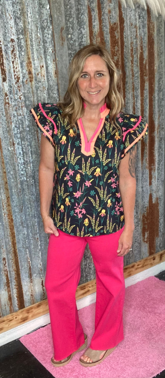 Black Floral Top