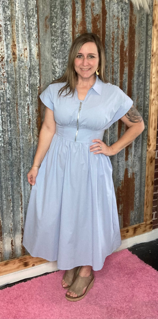 Light Blue Midi Dress