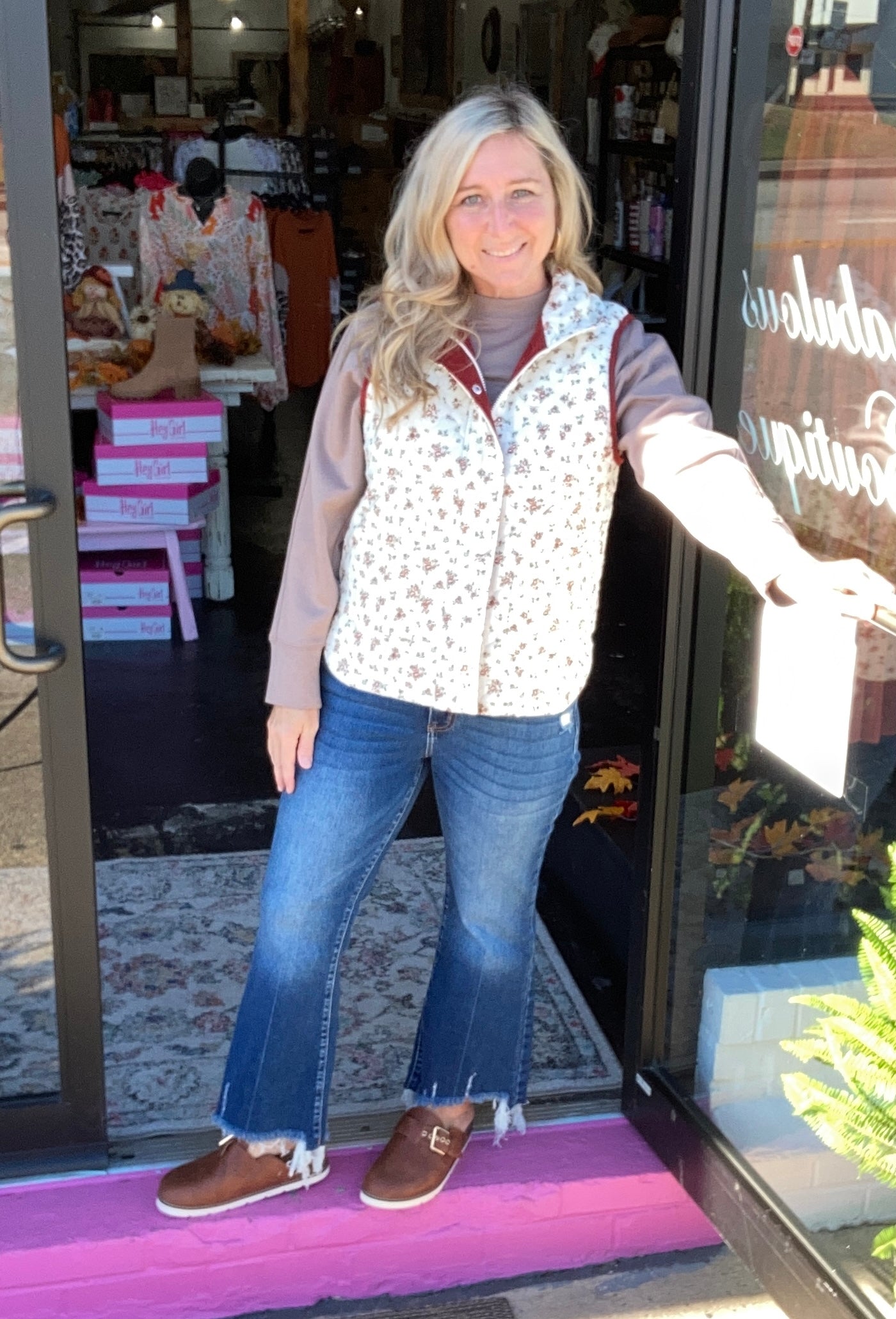 Burgundy Floral Vest