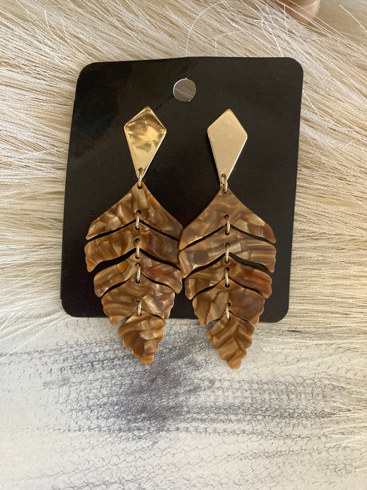 Brown Marbled Leaf Dangles