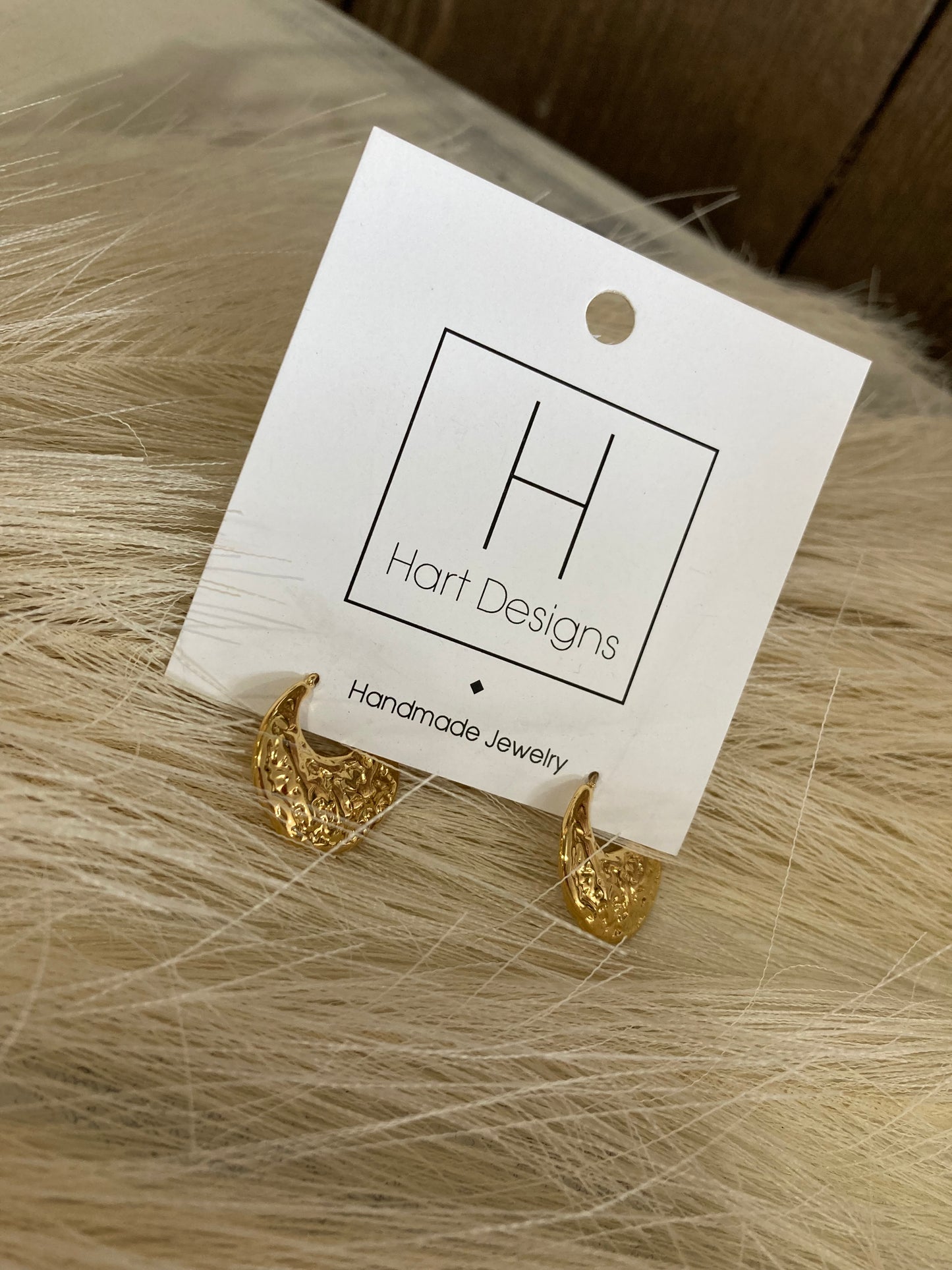 Mini Textured Gold Curved Earrings