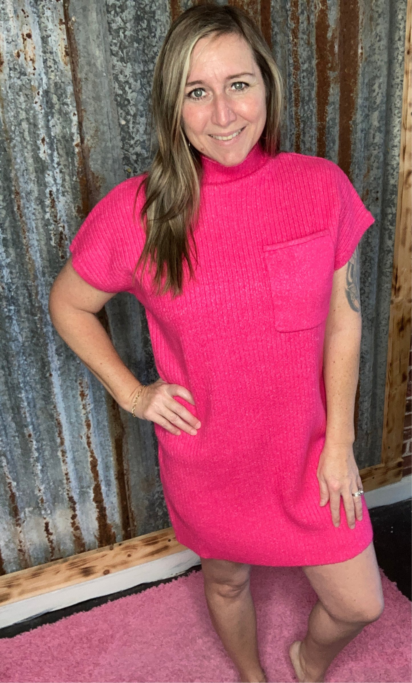 Hot Pink Sweater Dress
