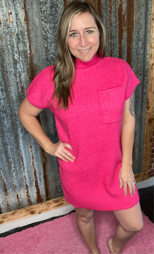 Hot Pink Sweater Dress