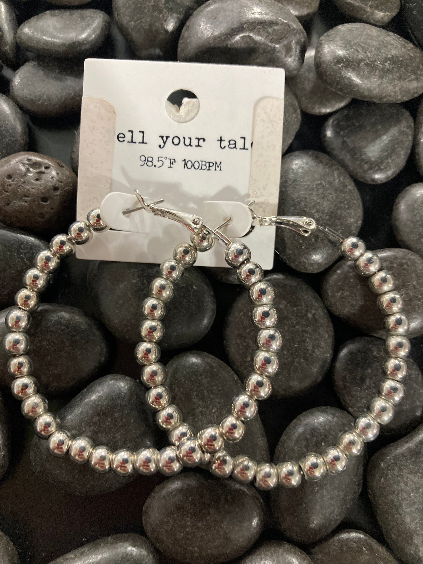 Silver Beaded Hoops