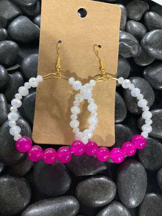 Pink Sparkled Beaded Earrings