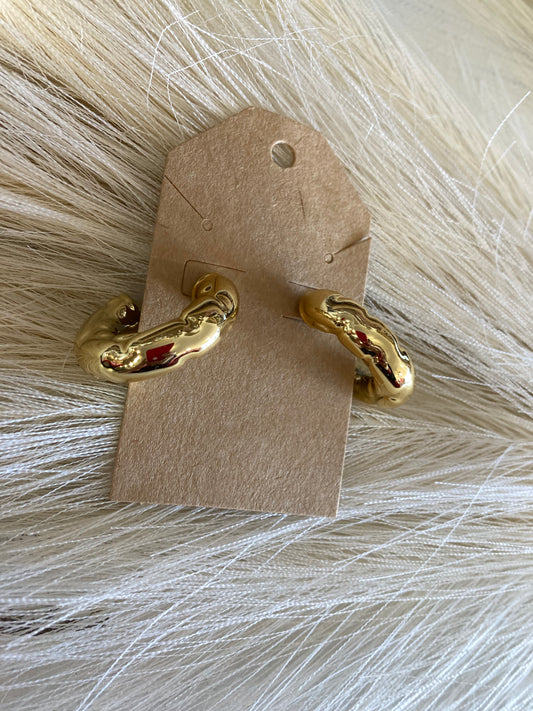 Gold Dent Hoops