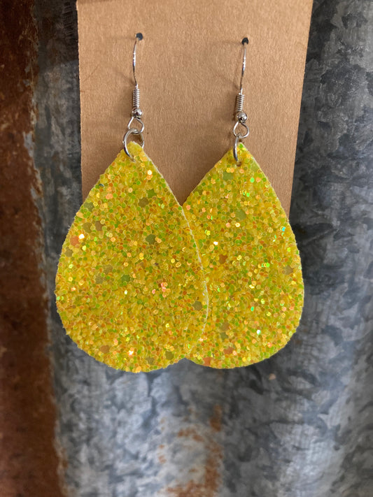 Yellow Sparkle Teardrop Earrings