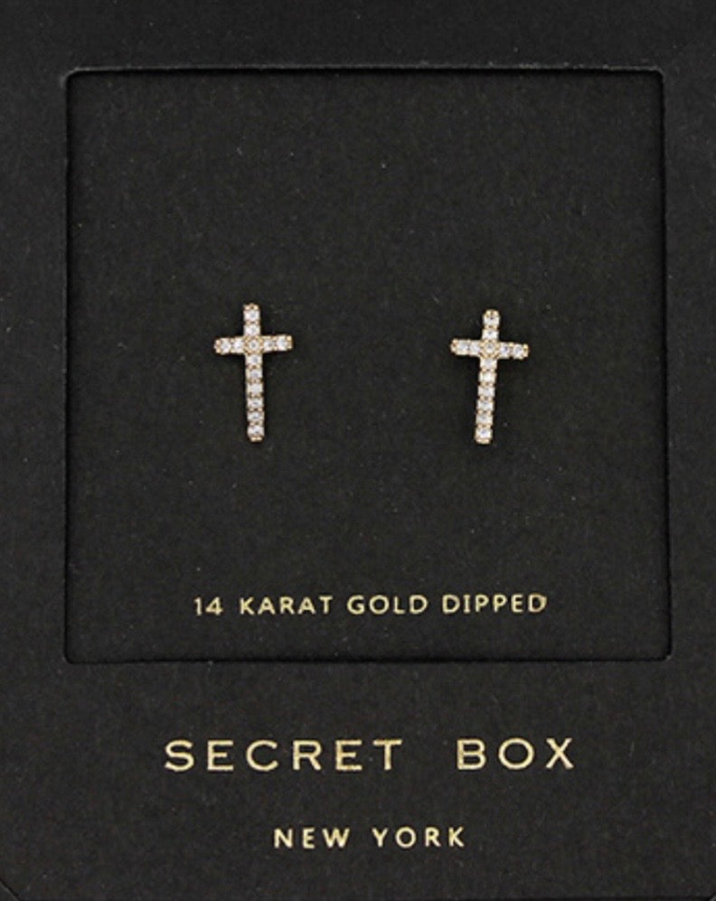 Paved CZ Cross Studs
