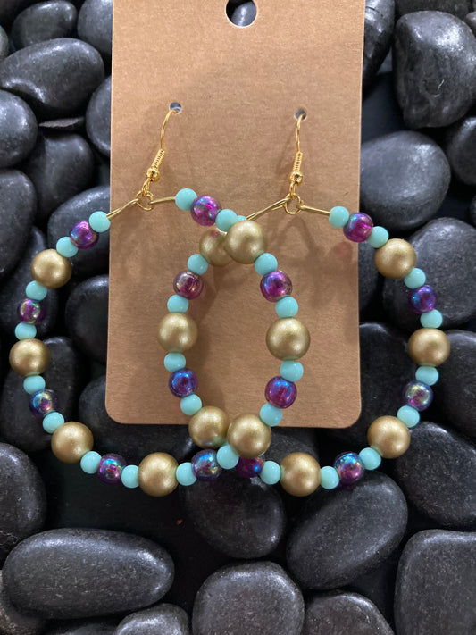 Minty Purple Beaded Earrings