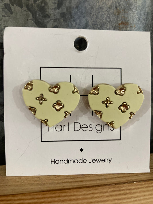 Cream Inspired Heart Studs