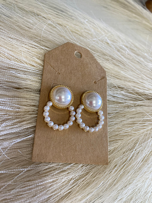 Pearl Drop Circle Dangles