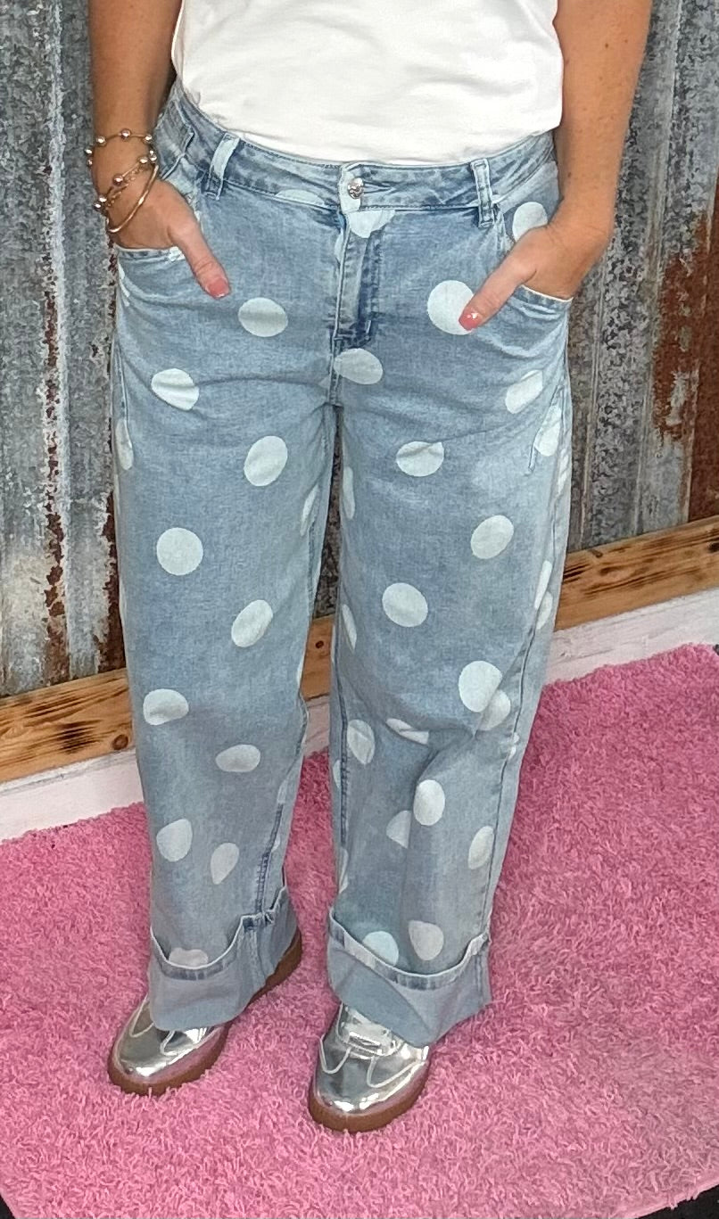 Blue Polka Dot Jeans