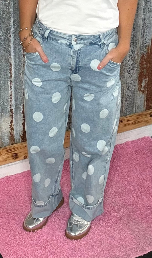 Blue Polka Dot Jeans