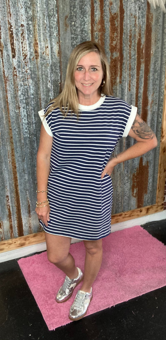 Navy Striped Dress