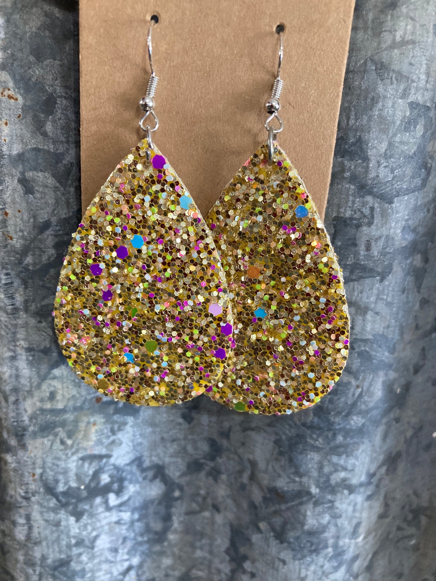 Gold Multi Sparkle Teardrop Earrings