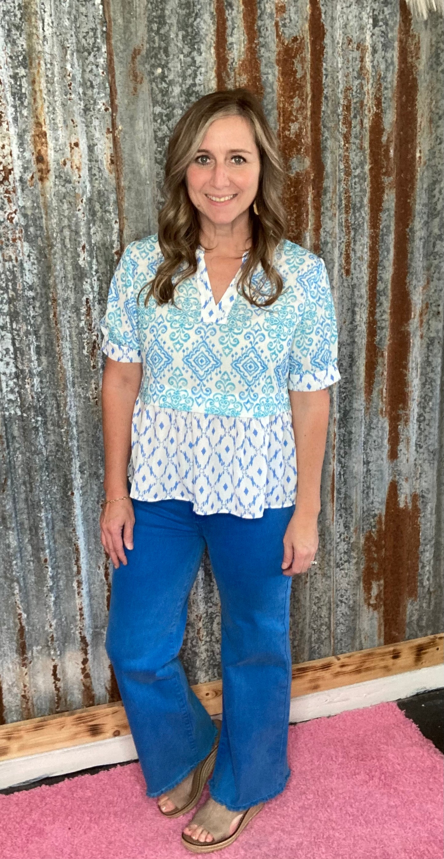 Blue Boho Top