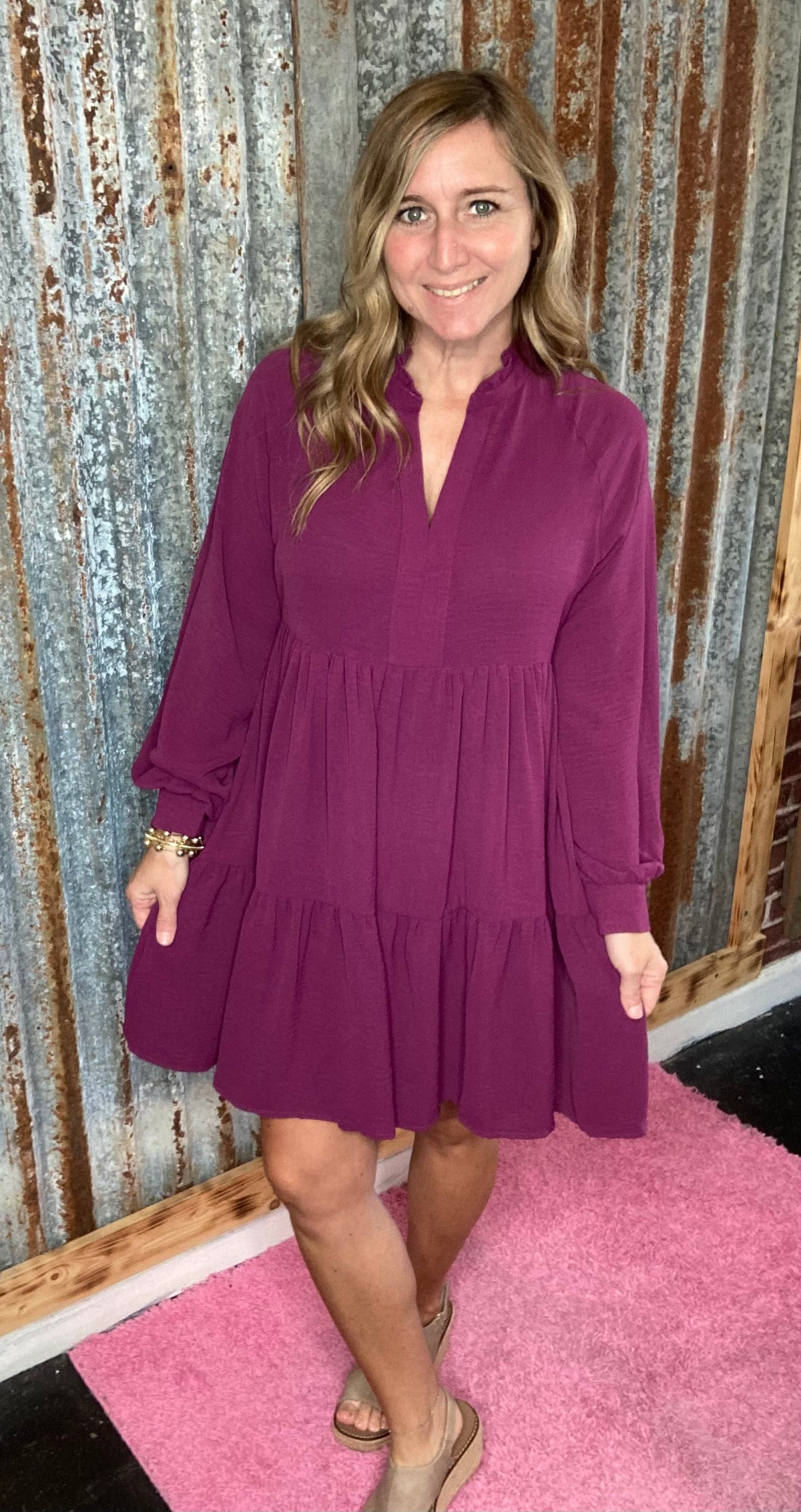 Purple Long Sleeve Dress