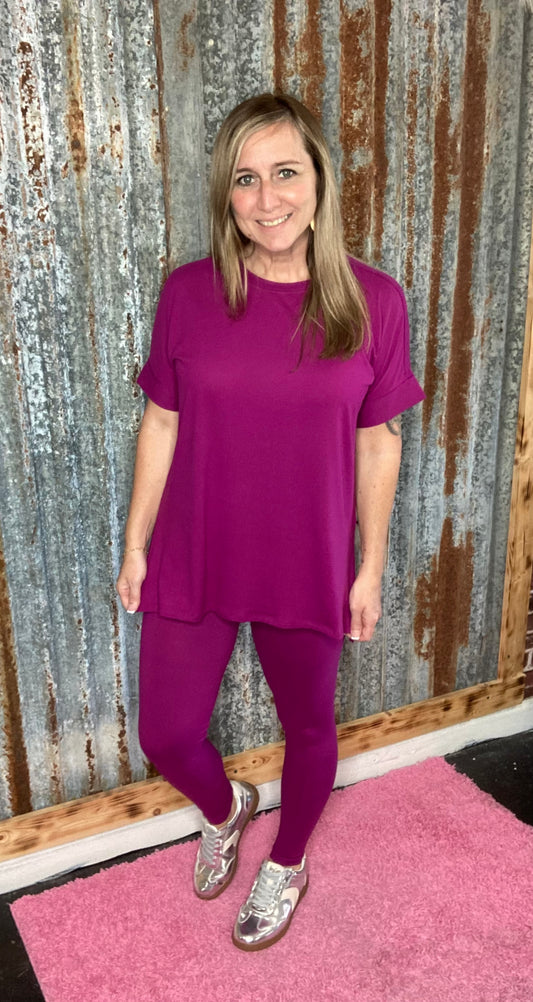 Brushed Microfiber Lt. Plum Legging Set