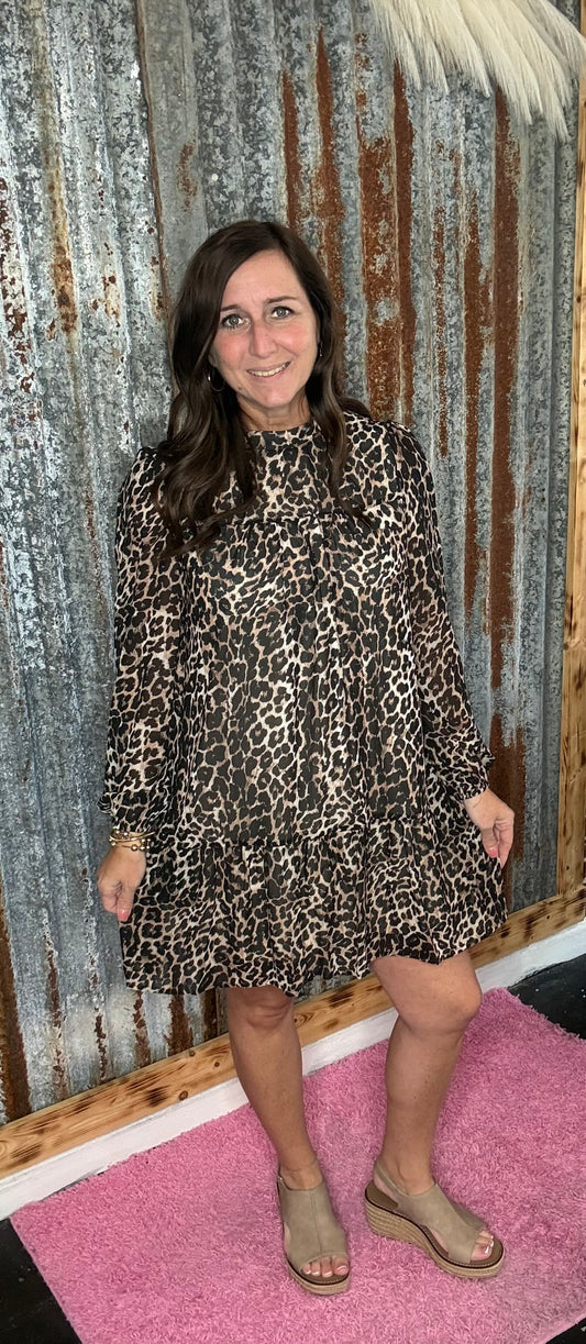 Brown Leopard Dress