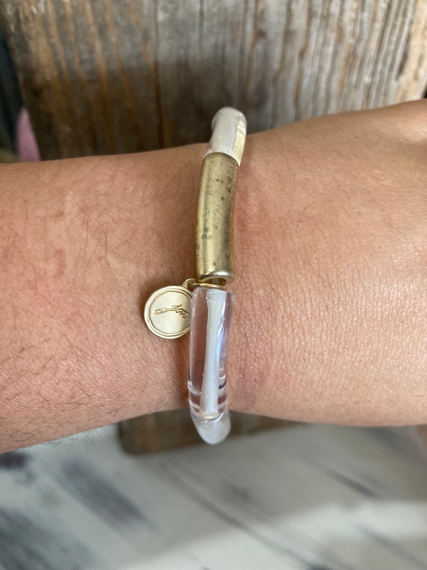 Clear Tube Gold Bangle