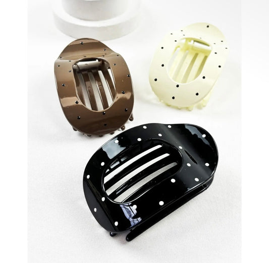 Polka Dot Oval Flat Hair Clip