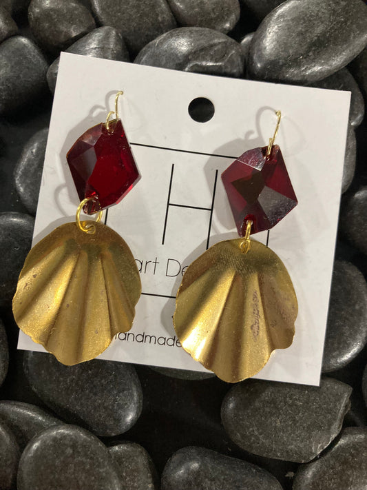 Golden Red Gem Earrings