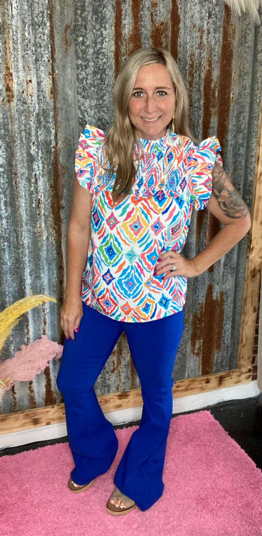 Colorful Geo Print Top